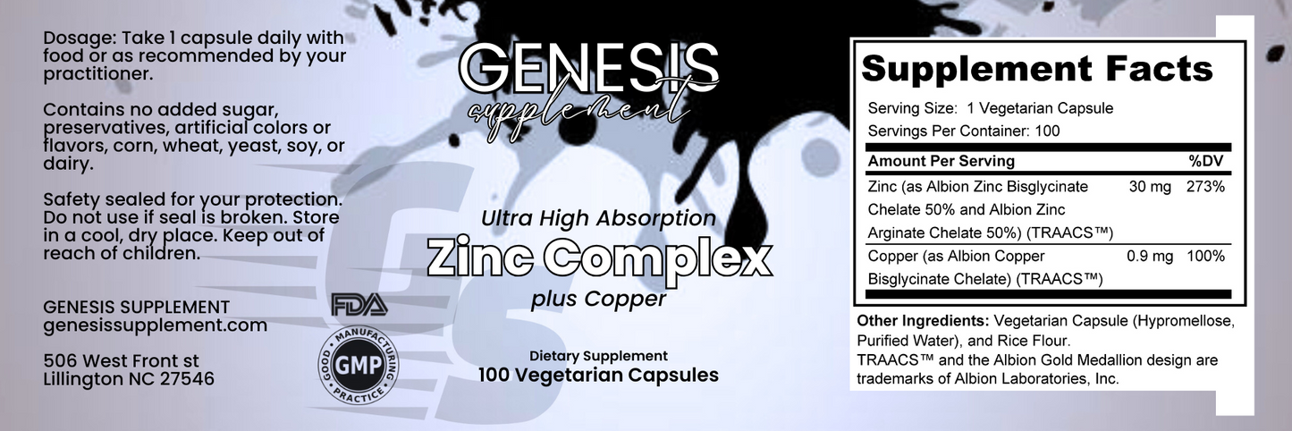 Zinc Complex plus Copper 30mg